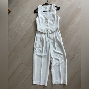 Aritzia Cream Button-Front Jumpsuit